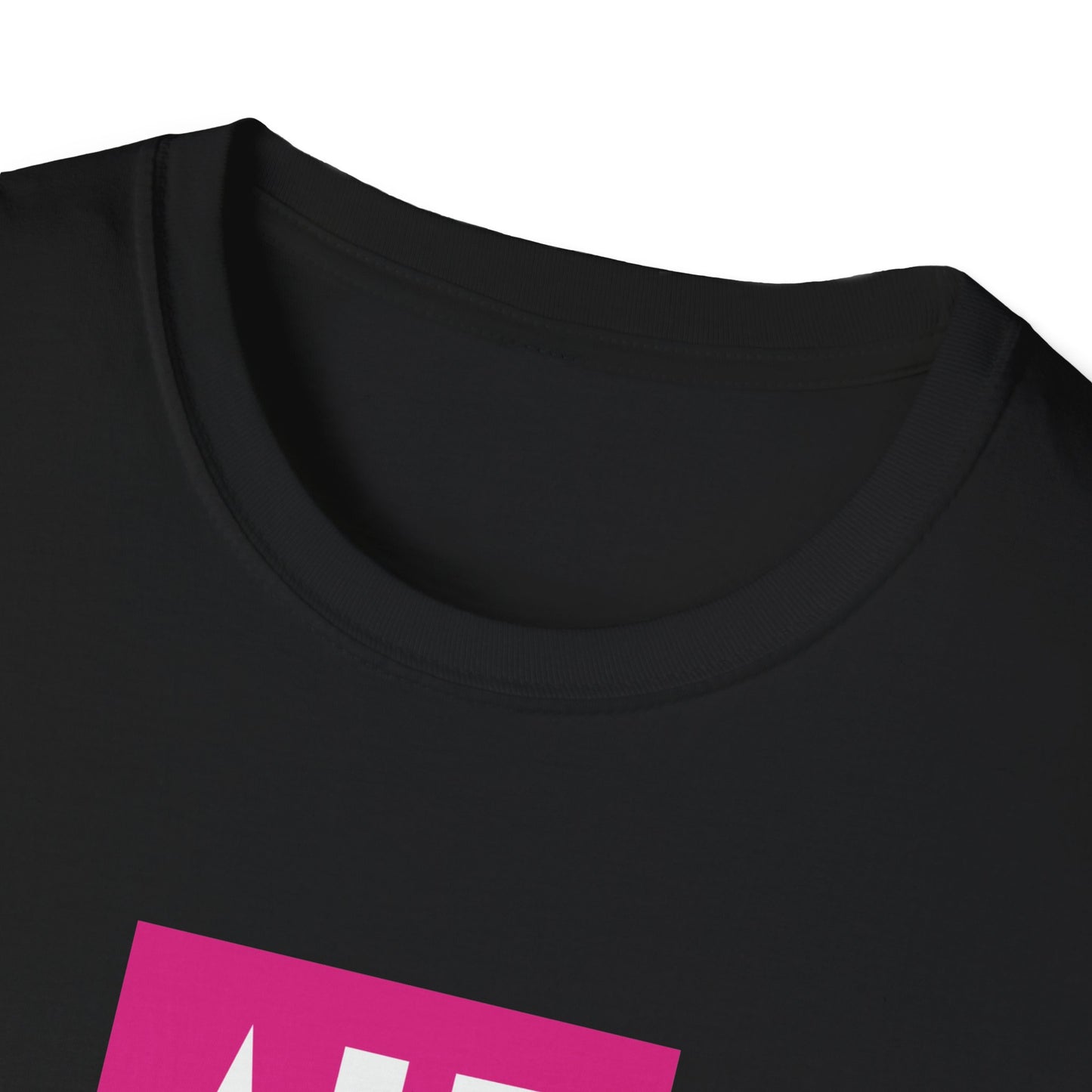 T-shirt nera/bianca - Logo fucsia + scritta