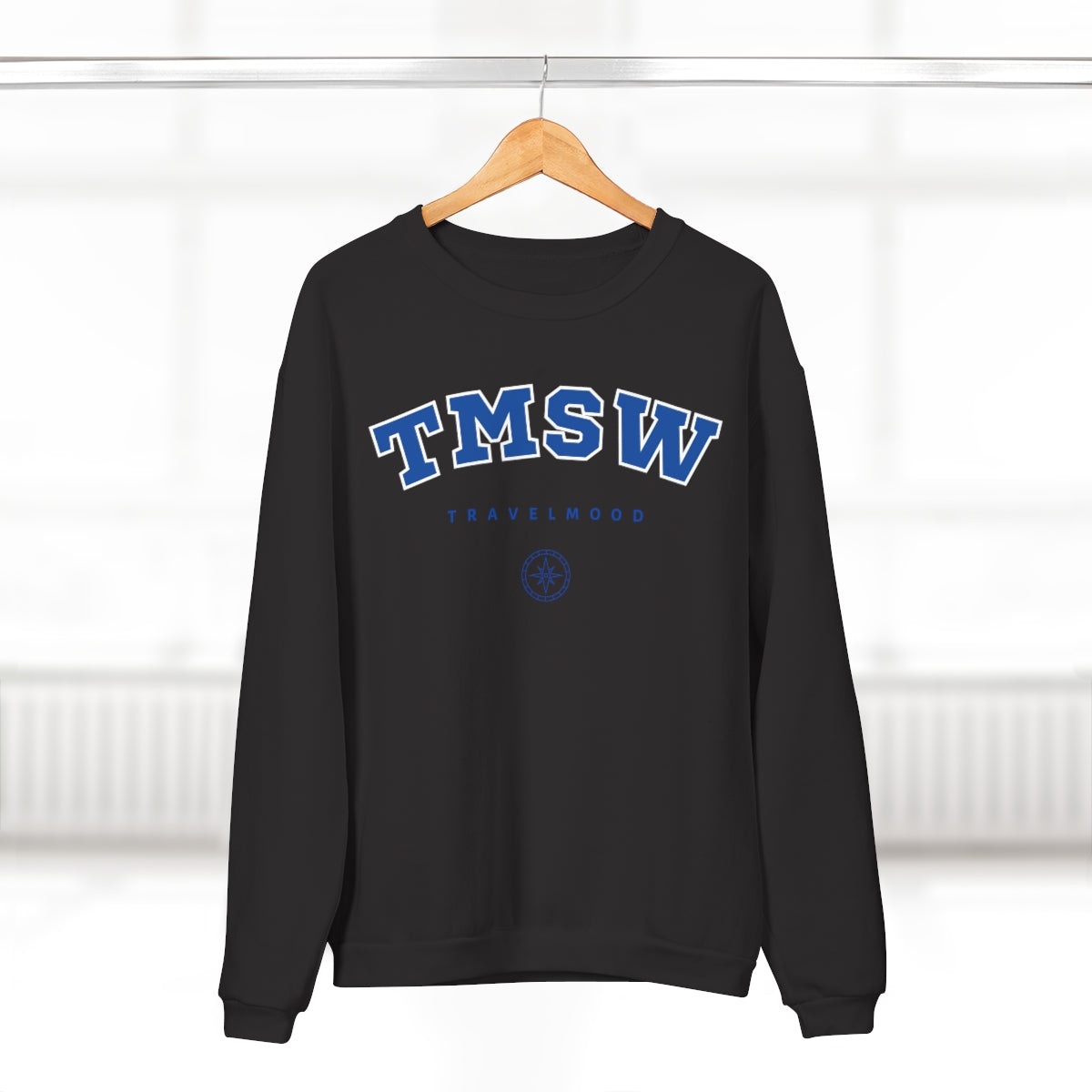 College Crewneck Sweatshirt - Blue Letters