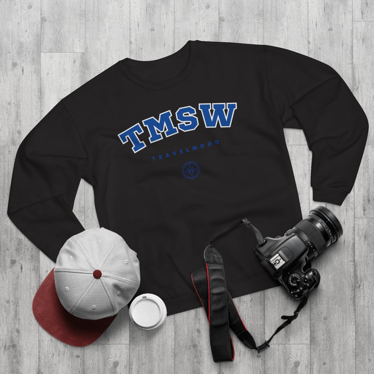 College Crewneck Sweatshirt - Blue Letters