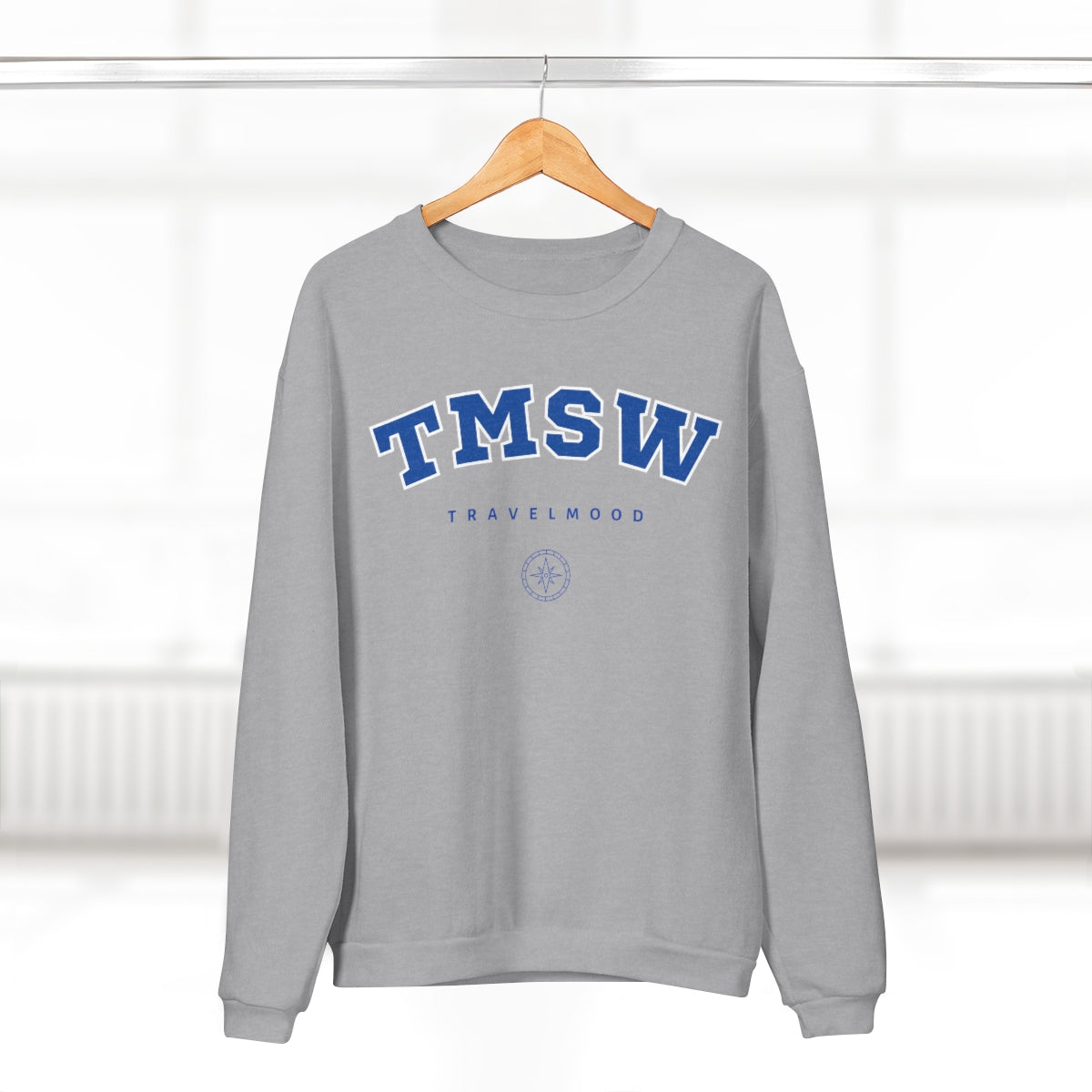 College Crewneck Sweatshirt - Blue Letters