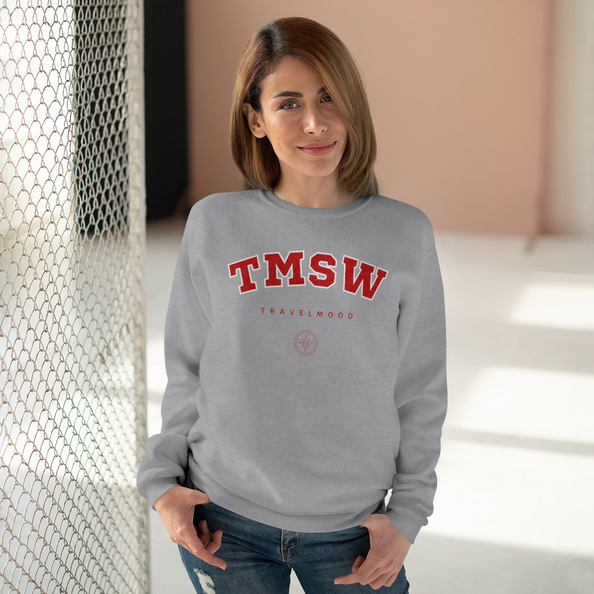 College Crewneck Sweatshirt - Red Letters