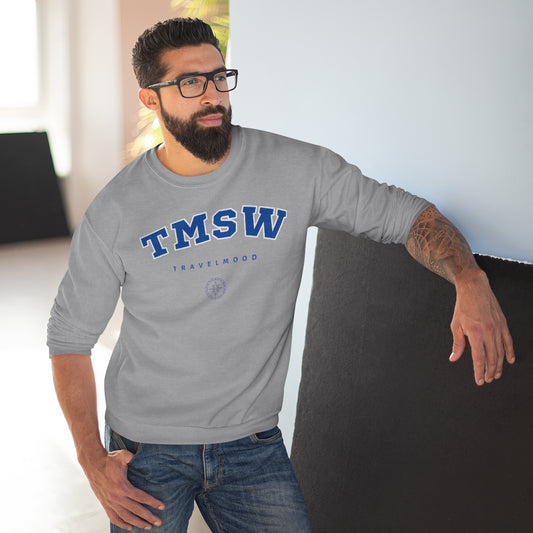 College Crewneck Sweatshirt - Blue Letters