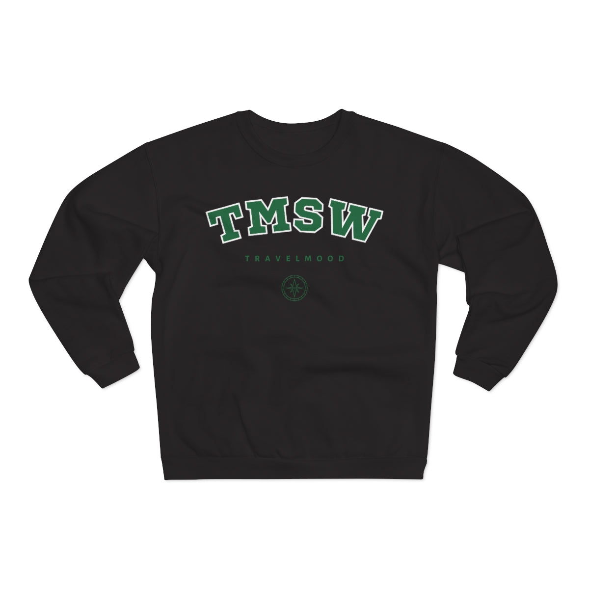 College Crewneck Sweatshirt - Green Letters